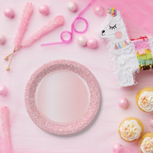 Rose Gold Glitzer Modernes rosa Template Trendy Pappteller (Party)