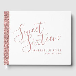 Rose Gold Glitzer Modernes Sweet 16 Gästebuch