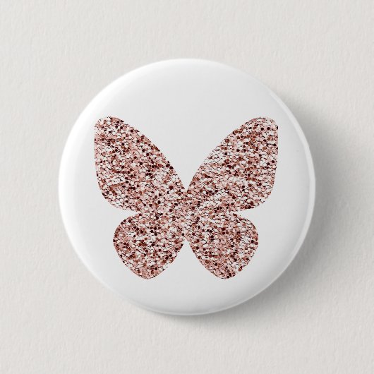 Rose Gold Glitzer Monarch Clipart Niedlich Butterf Button (Vorderseite)