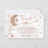 Rose Gold Glitzer Mondsterne Wolken Babydusche Dankeskarte (Vorderseite)