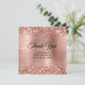 Rose Gold Glitzer Monogram 90. Geburtstag Dankeskarte (Stehend Vorderseite)