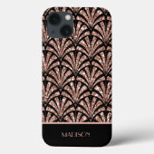 Rose Gold Glitzer Monogram Art Deco Muster Case M (Rückseite)