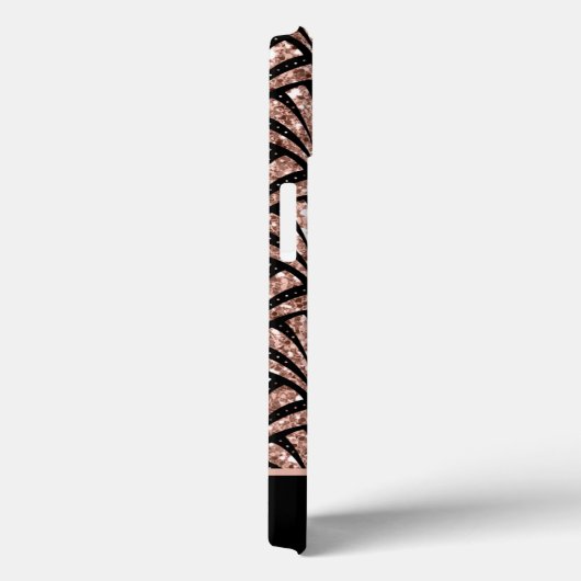 Rose Gold Glitzer Monogram Art Deco Muster Case M (Rückseite / Rechts)