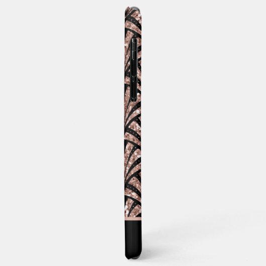 Rose Gold Glitzer Monogram Art Deco Muster Case-Mate iPhone Hülle (Hinten/Links)