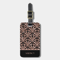 Rose Gold Glitzer Monogram Art Deco Muster