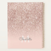 Rose Gold Glitzer Monogram Blush Pink 2023 Planer (Rückseite)
