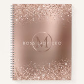 Rose Gold Glitzer Monogram Boss Lady Notizblock (Vorderseite)