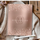 Rose Gold Glitzer Monogram Boss Lady Notizblock