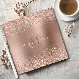 Rose Gold Glitzer Monogram Boss Lady Notizblock