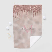 Rose Gold Glitzer Monogram Calligrafy Script Name Golfhandtuch (Insitu)