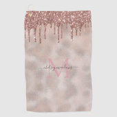 Rose Gold Glitzer Monogram Calligrafy Script Name Golfhandtuch (Vorderseite)