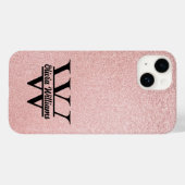 Rose Gold Glitzer Monogram | Girly Modern Sparkle Case-Mate iPhone Hülle (Rückseite (Horizontal))