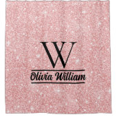 Rose Gold Glitzer Monogram | Girly Modern Sparkle Duschvorhang (Vorderseite)