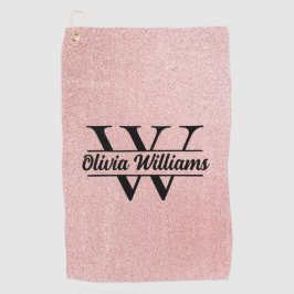 Rose Gold Glitzer Monogram | Girly Modern Sparkle Golfhandtuch