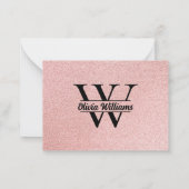 Rose Gold Glitzer Monogram | Girly Modern Sparkle Mitteilungskarte (Rückseite)