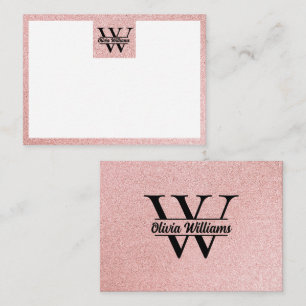 Rose Gold Glitzer Monogram   Girly Modern Sparkle Mitteilungskarte