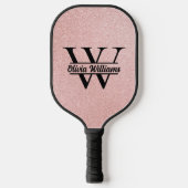 Rose Gold Glitzer Monogram | Girly Modern Sparkle Pickleball Schläger (Vorderseite)