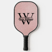 Rose Gold Glitzer Monogram | Girly Modern Sparkle Pickleball Schläger (Rückseite)