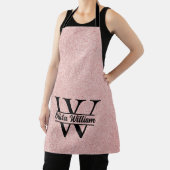 Rose Gold Glitzer Monogram | Girly Modern Sparkle Schürze (InSitu)