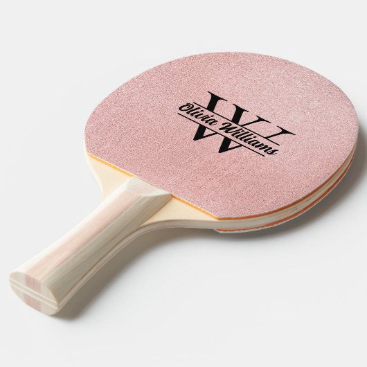 Rose Gold Glitzer Monogram | Girly Modern Sparkle Tischtennis Schläger (Vorderseite)