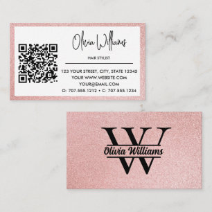 Rose Gold Glitzer Monogram   Girly Modern Sparkle Visitenkarte