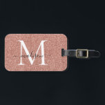 Rose Gold Glitzer Monogram Girly Script Sparkle Gepäckanhänger<br><div class="desc">Rose Gold Glitzer Sparkle Elegantes Girly Script Swash Name Monogram Bag Tag</div>