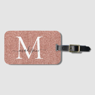 Rose Gold Glitzer Monogram Girly Script Sparkle Gepäckanhänger