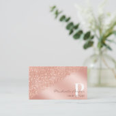Rose Gold Glitzer Monogram Haarstylist Trendy Visitenkarte (Stehend Vorderseite)