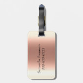 Rose Gold Glitzer Monogram Handgeschriebenes Skrip Gepäckanhänger (Rückseite vertikal)