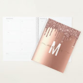 Rose Gold Glitzer Monogram Handgeschriebenes Skrip Planer (Anzeige)
