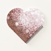 Rose Gold Glitzer Monogram Heart Shaped Notizblock (Rückseite)