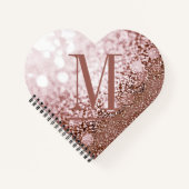 Rose Gold Glitzer Monogram Heart Shaped Notizblock (Vorderseite)