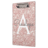 Rose Gold Glitzer Monogram Klemmbrett (Links)