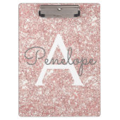 Rose Gold Glitzer Monogram Klemmbrett (Vorderseite)