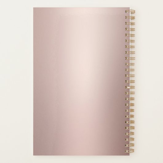 Rose Gold Glitzer Monogram Lehrer Planer (Rückseite)