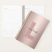 Rose Gold Glitzer Monogram Lehrer Planer (Anzeige)