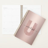 Rose Gold Glitzer Monogram Lehrer Planer (Anzeige)