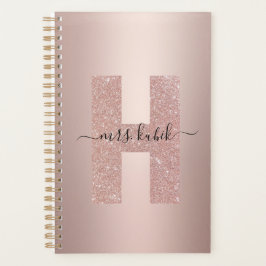 Rose Gold Glitzer Monogram Lehrer Planer