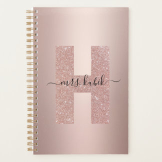 Rose Gold Glitzer Monogram Lehrer Planer