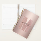 Rose Gold Glitzer Monogram Lehrer Planer (Anzeige)