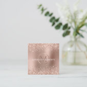 Rose Gold Glitzer Monogram Logo Quadratische Visitenkarte (Stehend Vorderseite)