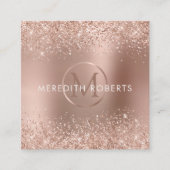 Rose Gold Glitzer Monogram Logo Quadratische Visitenkarte (Vorderseite)