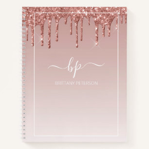 Rose Gold Glitzer Monogram Modern Trendy Girly Notizblock