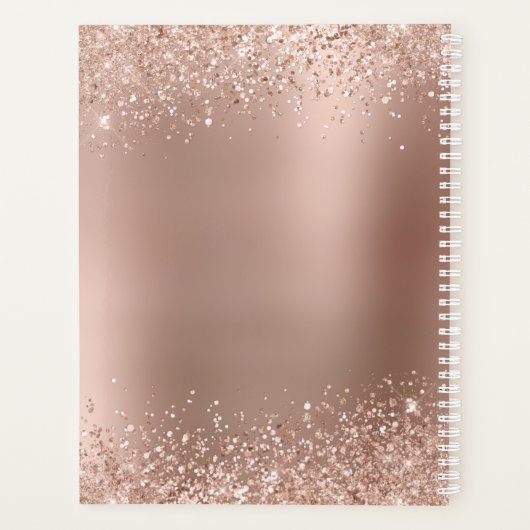 Rose Gold Glitzer Monogram Name 2026 Planer (Rückseite)