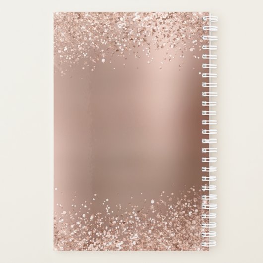 Rose Gold Glitzer Monogram Name 2026 Planer (Rückseite)