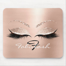 Rose Gold Glitzer Monogram Name Beauty Lashes Rosa Mousepad