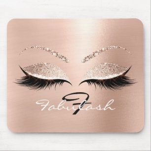 Rose Gold Glitzer Monogram Name Beauty Lashes Rosa Mousepad