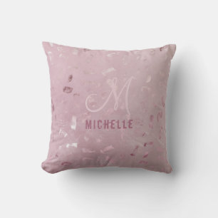 Rose Gold Glitzer Monogram Name Michelle Kissen