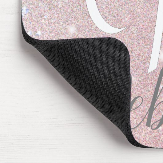 Rose Gold Glitzer Monogram Name Mouse Pad Mousepad (Ecke)