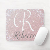Rose Gold Glitzer Monogram Name Mouse Pad Mousepad (Mit Mouse)